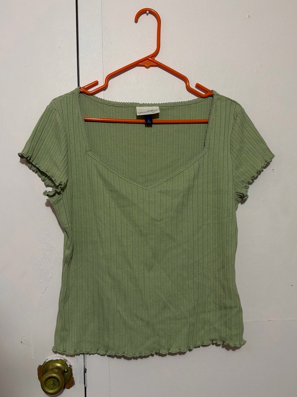 Universal Thread Light Olive Ribbed Short Sleeve Top